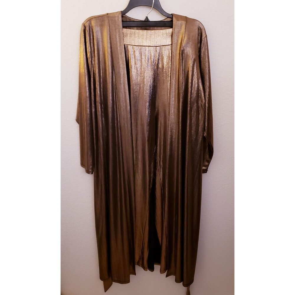 Nina Parker Bronze Metallic Duster Pants Coord Set Party Festive Holiday 2X NWT